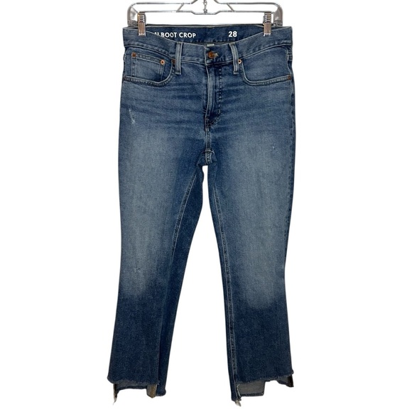J.Crew Demi Boot Crop Jeans Step Hem Zipper Fly Medium Wash Size 28 - Picture 12 of 13